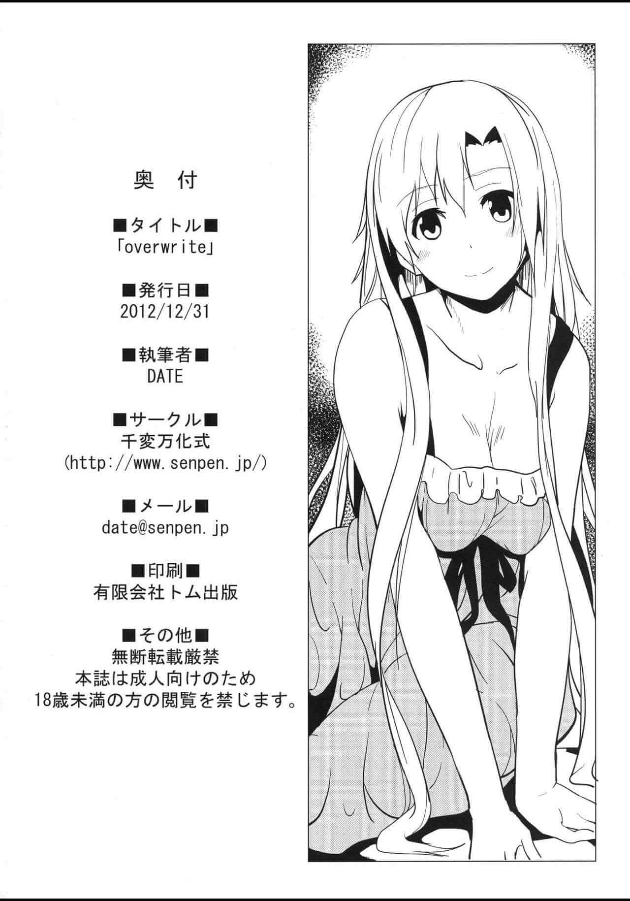 ตั้งใจมาช่วยแต่ดันโดนเย็ด(C83) [Senpenbankashiki (DATE)] overwrite (Sword Art Online)-20